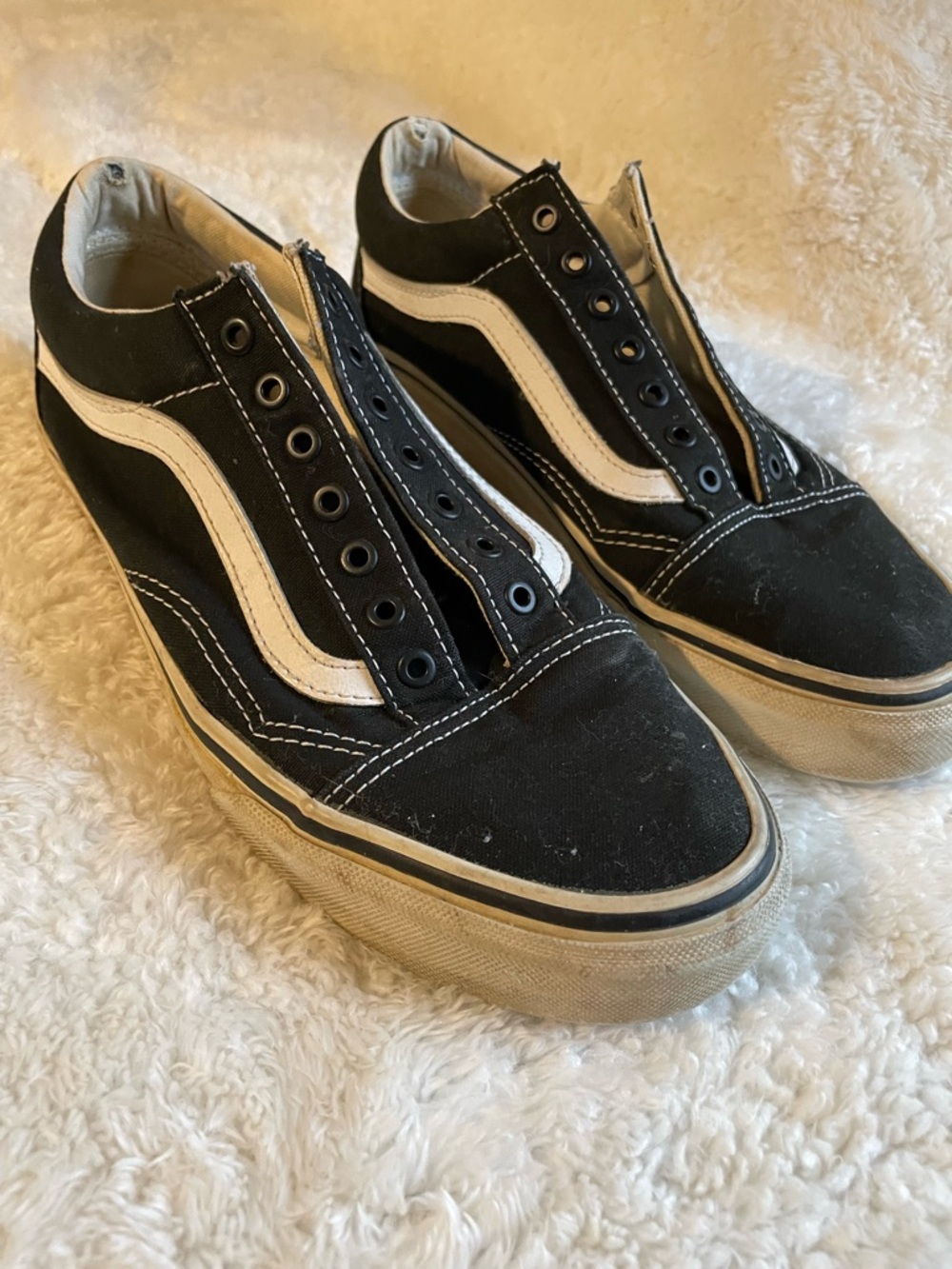 Vans Black and White Low-Top Slip-On Style Sneakers